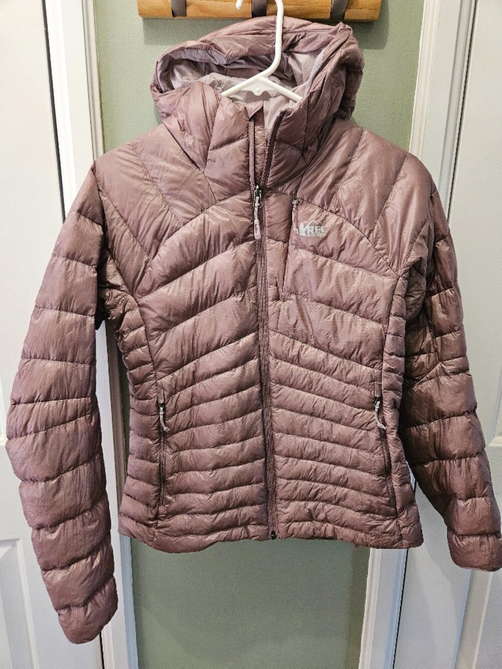 REI Co-Op Down Puffer Jacket Pink Small S Pertex Quantum Hooded Lightweight